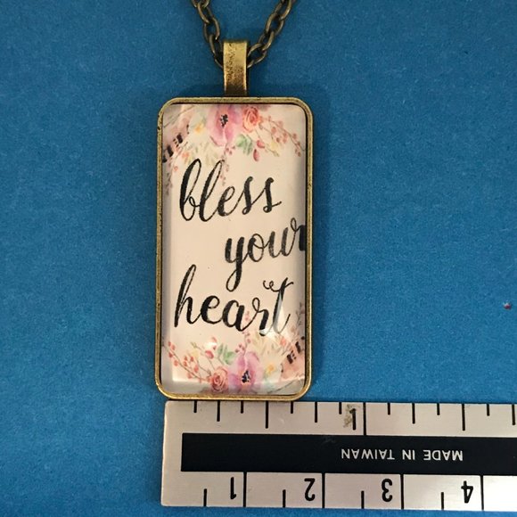 "Bless Your Heart" Antique Bronze Pendant Necklace - Picture 4 of 6